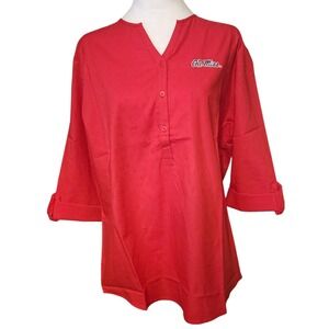Ole Miss Rebels UG Apparel Women's 3X Red Tunic Embroidered Button Up